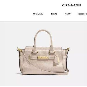 COACH  Metallic Pebbled Leather Handbag –  Swagger 27